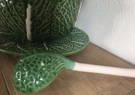Image 1 of Terrine - Green cabbage 3-piece Portuguese earthenware