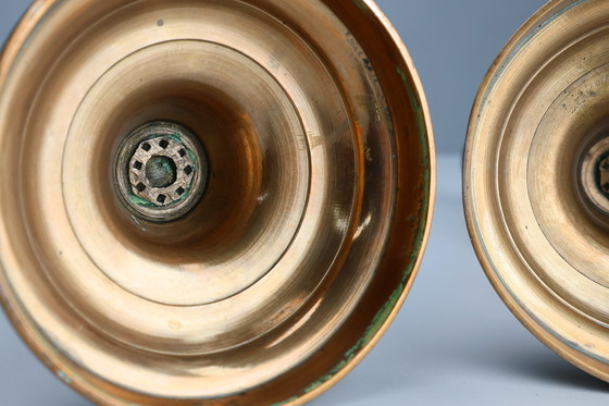 Image 1 of Satz von zwei antiken französischen Kupferleuchtern des 19.