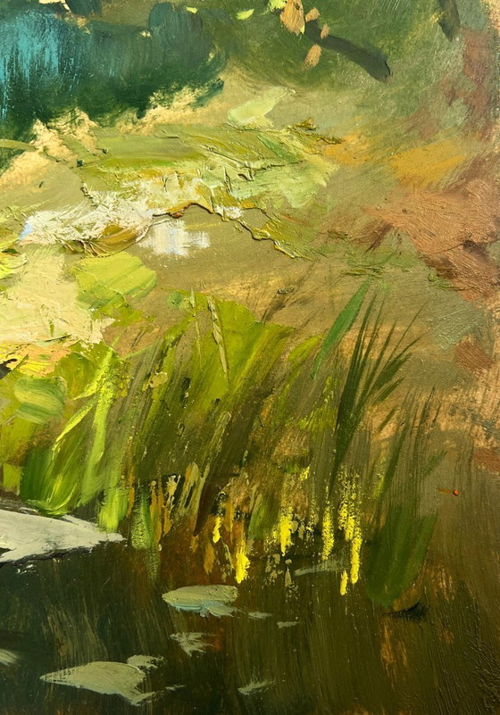 Image 1 of Original Oil Painting Summer River Landscape Summer day in the outback