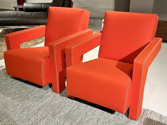 Image 1 of CASSINA  SET di 2 Poltrone637 Utrecht (NUOVE MAI USATE) in Lana KVDRAT Rossa 13L