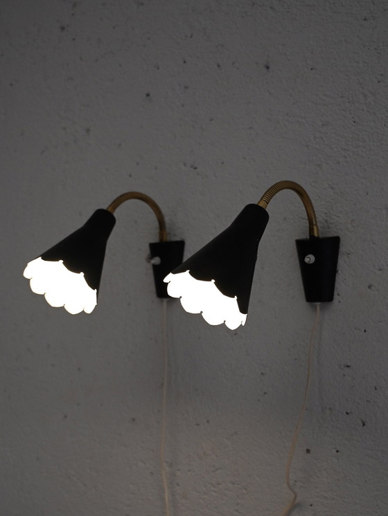 Image 1 of Paire d'appliques scandinaves noires des années 1950/60