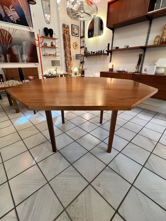Vintage Octagonal Dining Table, Teak Wood, 1960s (photo 7 of 10)