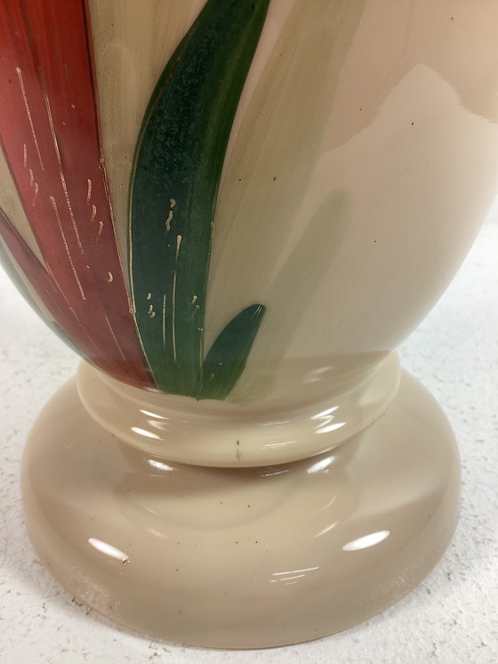Image 1 of Art nouveau glaze opaline handbeschilderde vaas
