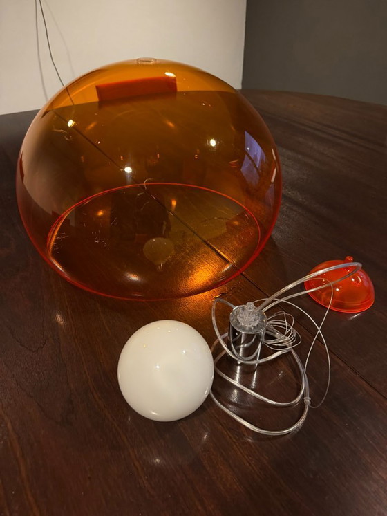 Image 1 of Juego de 7 lámparas colgantes Kartell FL/Y – naranja transparente – clásicos del diseño en perfecto estado