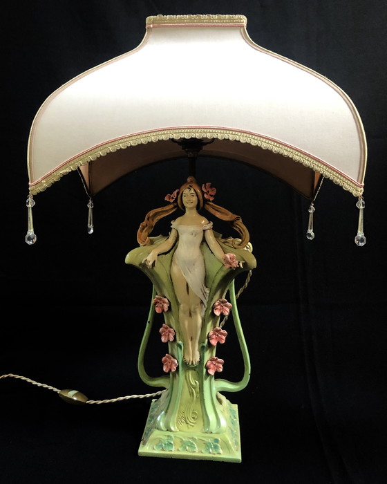 Image 1 of Large Vintage Table Lamp - Siren - Robert Pfeffer - Art Nouveau - 1920