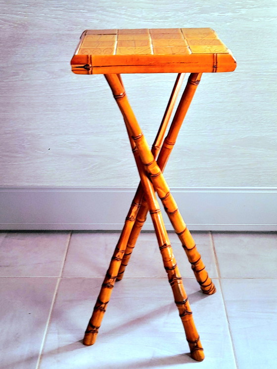 Image 1 of Tavolino in bambù e ceramica di Pierre Louis Brechat