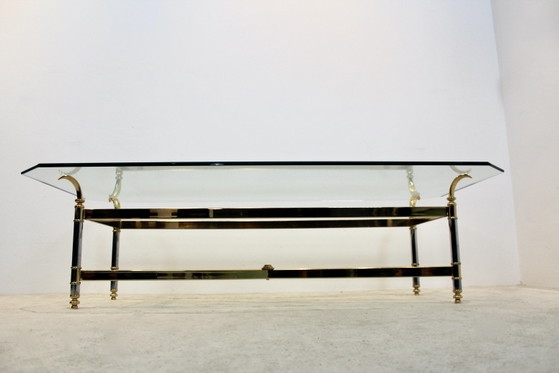 Extraordinary Brass, Chrome and Glass Center table, France 1970s, Coffee tables, Silver (photo 5 of 12)