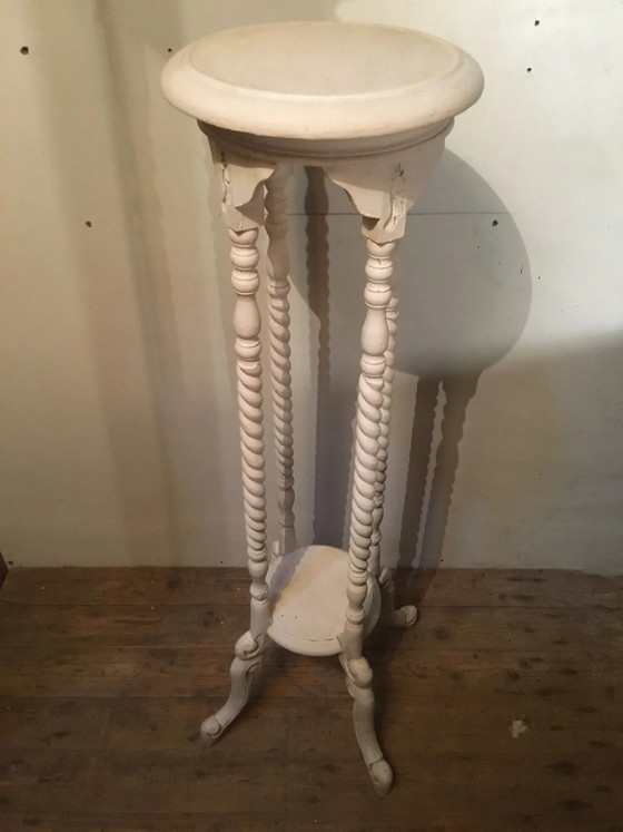 Tabouret en bois patiné blanc – Tables d'appoint (photo 2 of 8)