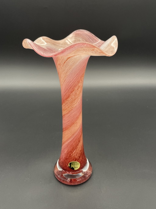 Tall artist glass vase by Peter Kaspar made of colored lead crystal. – vazen