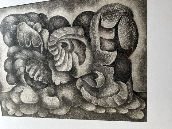 Image 1 of Abstract schilderij/tekening in luxe wissellijst