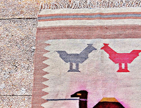 Image 1 of Alfombra bereber Kilim de lana 100x60 hecha a mano con motivos étnicos de camellos