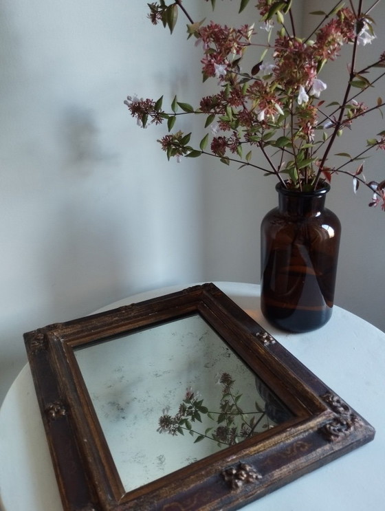 Image 1 of Small rectangular mirror with mercury glass "Leluc"