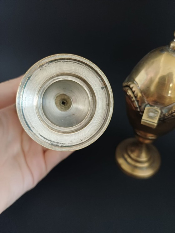 Coppia di portauova antichi in ottone – Accessori da tavola, Brass (photo 7 of 7)