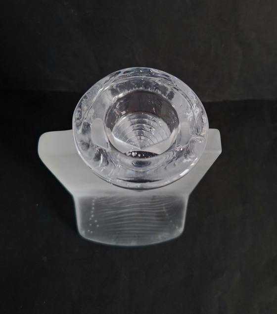 Image 1 of Kosta Boda crystal candlestick, Ice Age style. Designed by Kjell Engman in 2004.