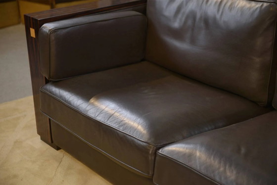 Minimalist leather and Macassar ebony canapé from the 1980s. – 3-5 seaters, Wood, Design (photo 10 of 15)
