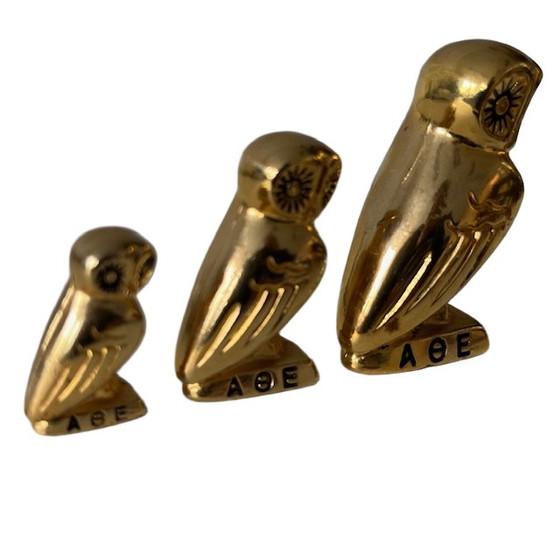 Image 1 of Set of vintage Greek owls by Athena 24k gold 1960's