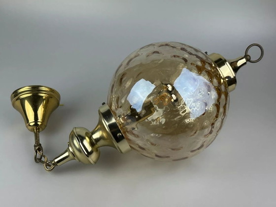 Image 1 of 60er 70er Jahre Deckenlampe Hängelampe von Glashütte Limburg Germany Space Age