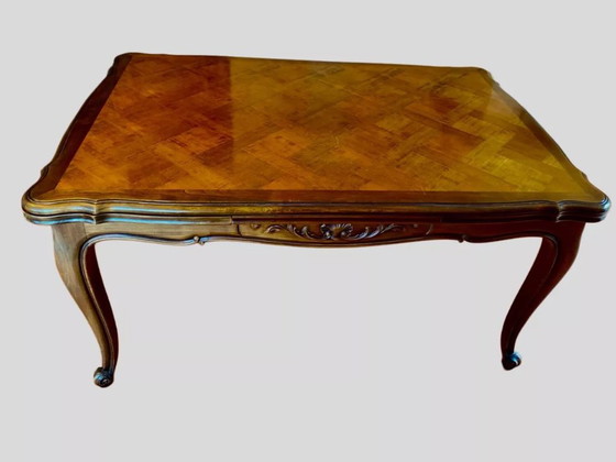 Image 1 of Louis XV Style Extendable Solid Oak Table