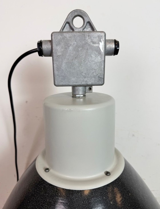 Image 1 of Große industrielle Emaille-Fabrik-Hängeleuchte von Elektrosvit, 1960er Jahre