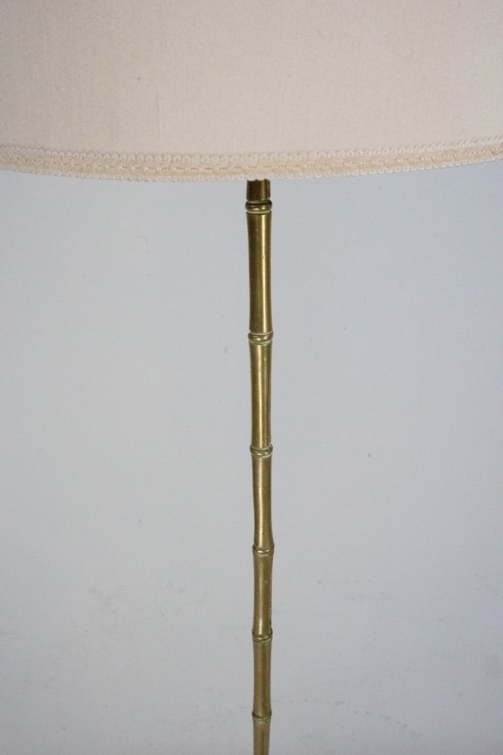 Image 1 of Mid-Century Italian Solid Brass Faux Bamboo Floor Lamp, 1960s