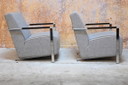 Two Harvink Alowa designer armchairs upholstered in gray wool fabric