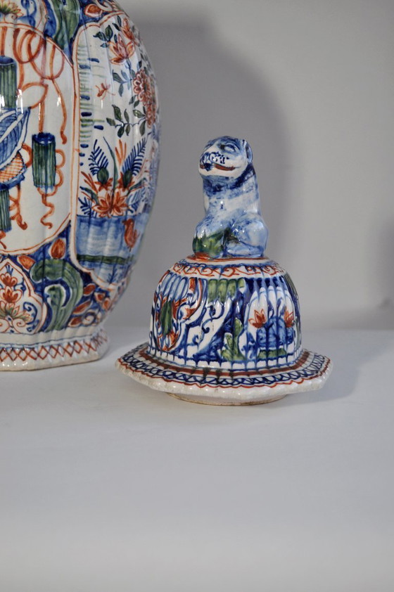 Image 1 of Covered polychrome Delftware pot - SANSON 18th century (ref 2861) - 19th century