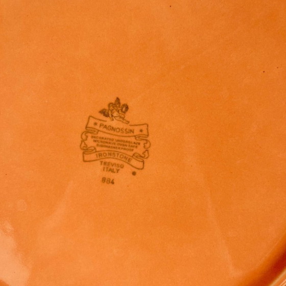 Image 1 of Lachsrosa achteckige Platte, Steingut, Pagnossin, Italien, 20. Jahrhundert