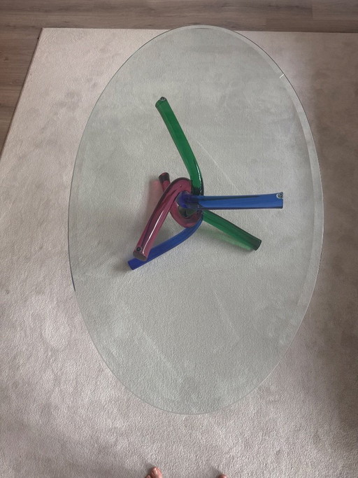 Glass coffee table with artistic Murano glass base – unique piece