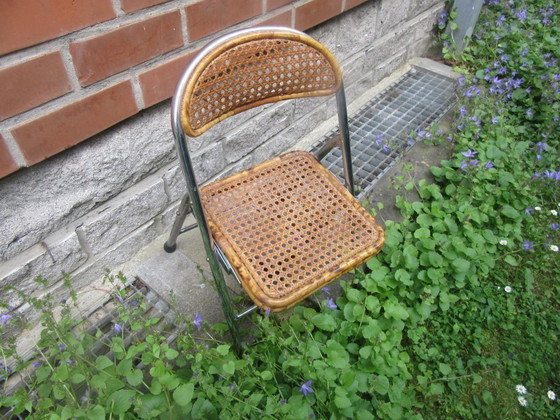Image 1 of Child's chair chrome bamboo/rattan vintage modernist 70's