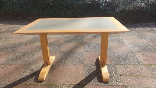 Bureau en/of tafel - hout met marmoleum inlegblad
