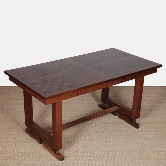 Image 1 of Dining table in wood and brass, French work, 1940