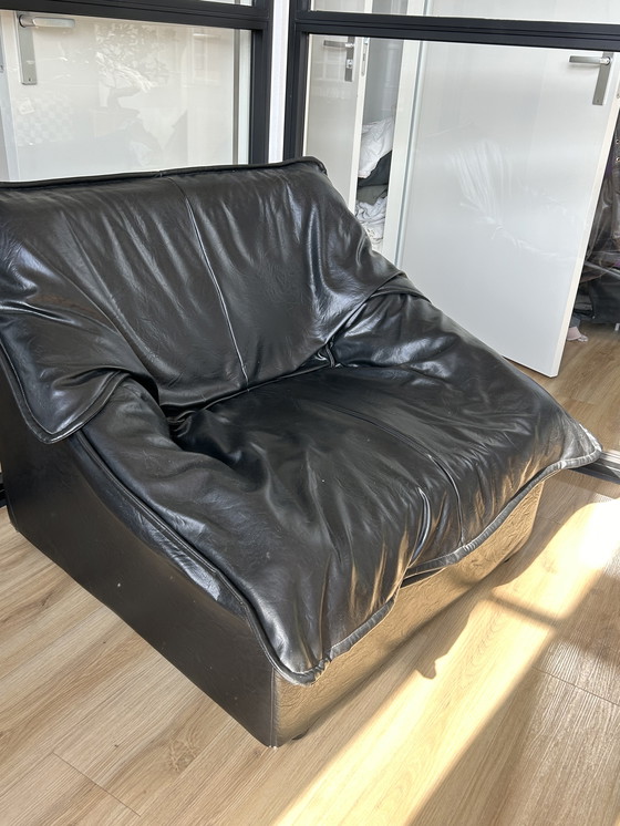 Image 1 of Mooie zwart leren fauteuil