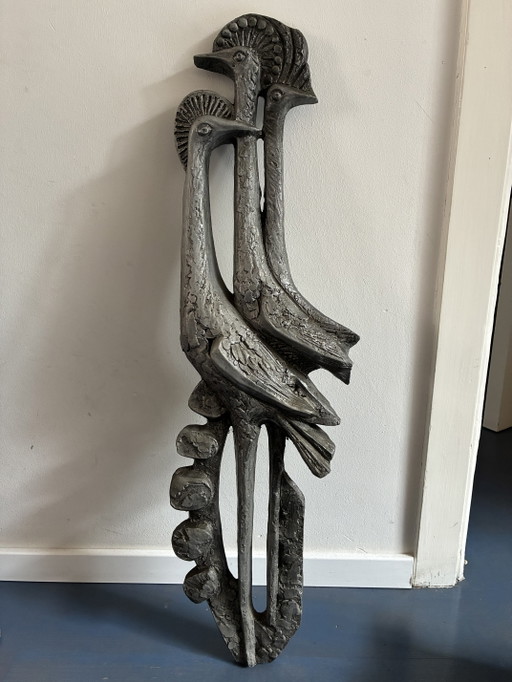 Sculpture du mur de Berlin d'Ars Munda : Trois oiseaux – wanddecoratie