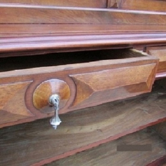 Image 1 of Libreria/vetrina antica in mogano Direttorio in due parti