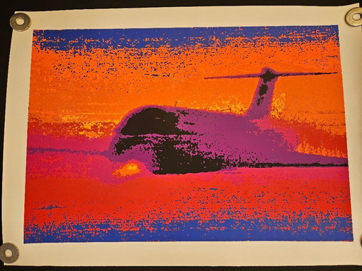 Zeefdruk op zwaar papier Henk van der Vet vliegtuig