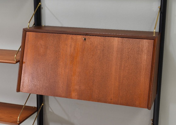 Louis Van Teeffelen Wandregal aus Teak und Messing für WEBE, Niederlande – um 1950 – Wood (photo 9 of 15)