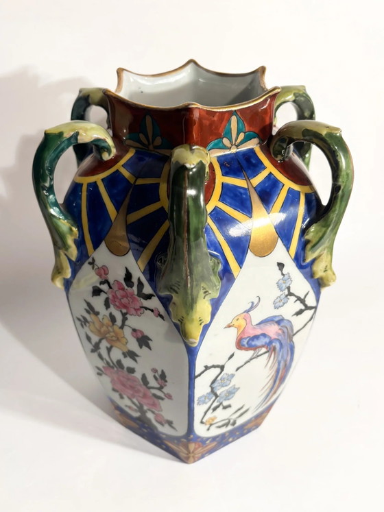 Czechoslovakian Ceramic Vase with Handles and Floral Motifs 1960s – Porcelain (photo 7 of 17)