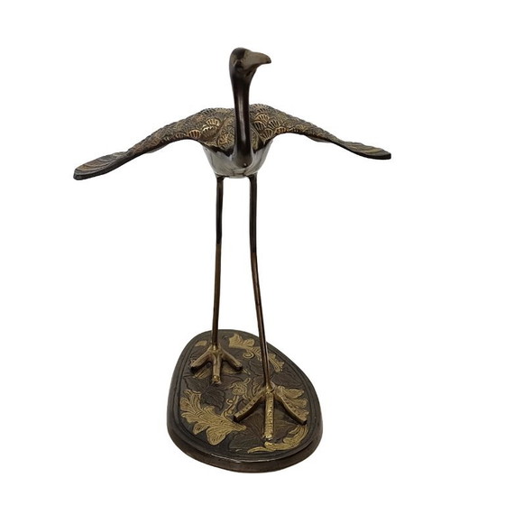 Vintage Brass Crane Bird Sculpture – India 1980s – Decorative Objects (photo 2 of 7)