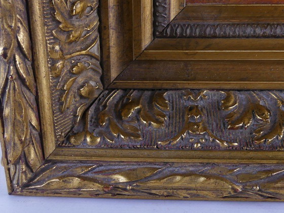 Image 1 of Nature morte aux fleurs – huile sur panneau – signée PvH – cadre doré de V. Dechamps – Habelange (Liège)