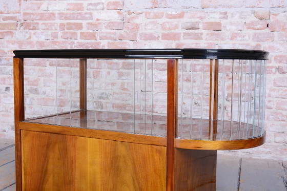 Restored Art Deco Serving Trolley, Walnut, Glass, Repolished, Czech, 1920s – Bar carts, Metal (photo 4 of 17)