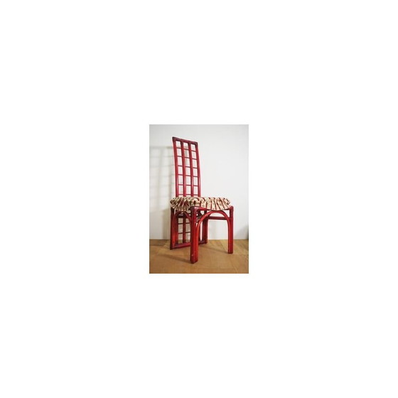 Image 1 of Vintage red bamboo dining set by Arturo Pozzoli, 1980s