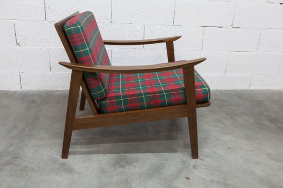Image 1 of Poltrona scandinava in teak, anni '60, smontabile, con tessuto tartan