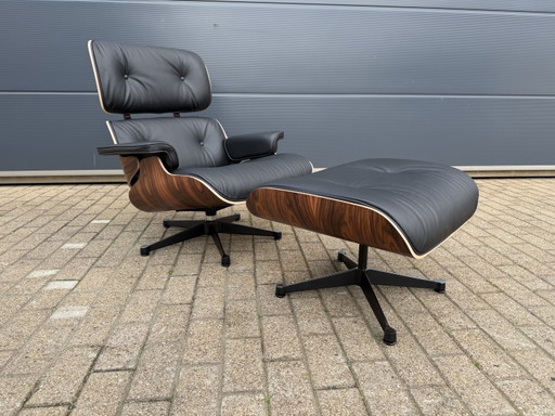 Sillón Eames Lounge original de Vitra + Otomana de palisandro
