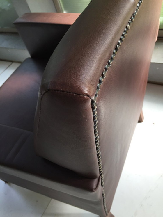 Image 1 of Unique "1930s armchair" with dark brown quality leather.