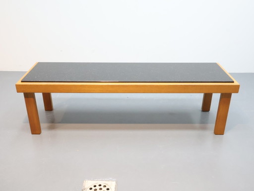 Table basse vintage / chêne granit / rectangulaire / fait main