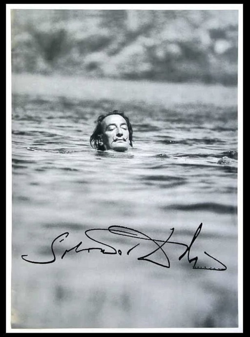 Salvador Dali: "Zwemmende Dali”. Gesigneerd in de plaat.  In uitstekende staat. 