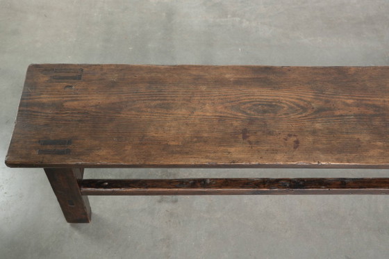 Image 1 of Antica panca/tavolo da pranzo spagnola in legno del XVIII secolo con una splendida patina.