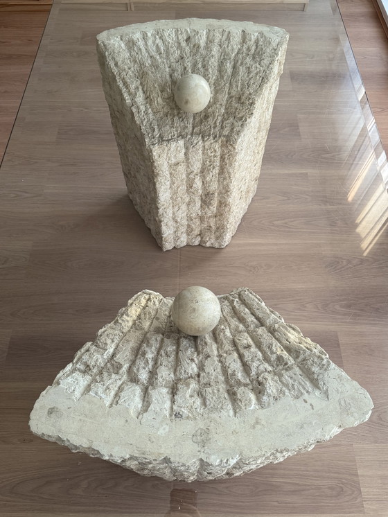 Image 1 of Tavolo da pranzo vintage in pietra Mactan di Magnussen Ponte