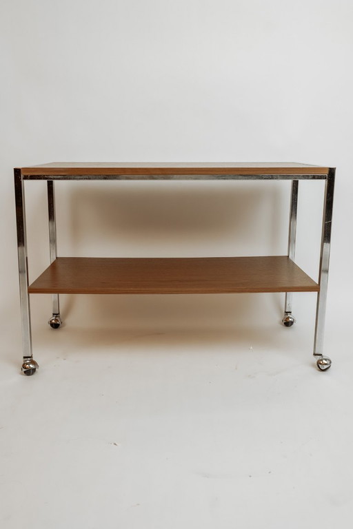 Vintage bar trolley, 1970s - Wood and chrome