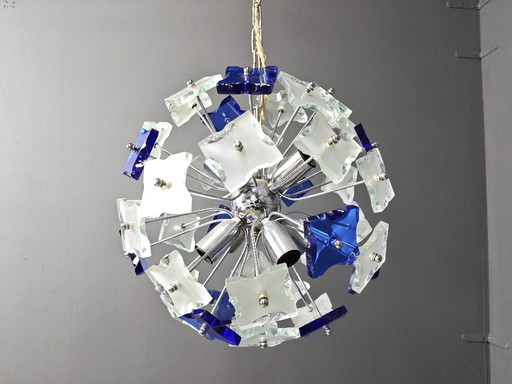 Vintage hammered glass chandelier, 1970s 